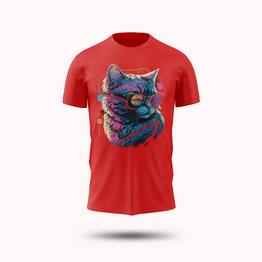 Cool Cat Neon Vibe Graphic T-Shirt – Unisex Streetwear Tee