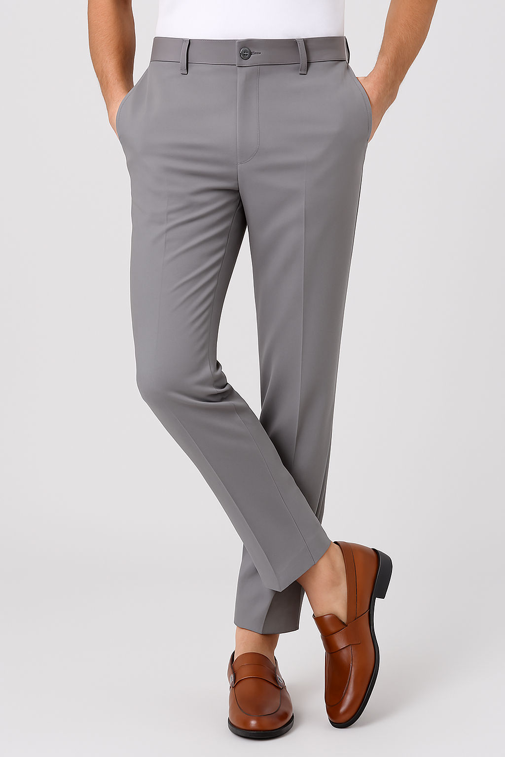 Light Grey Formal Pants – Slim Fit