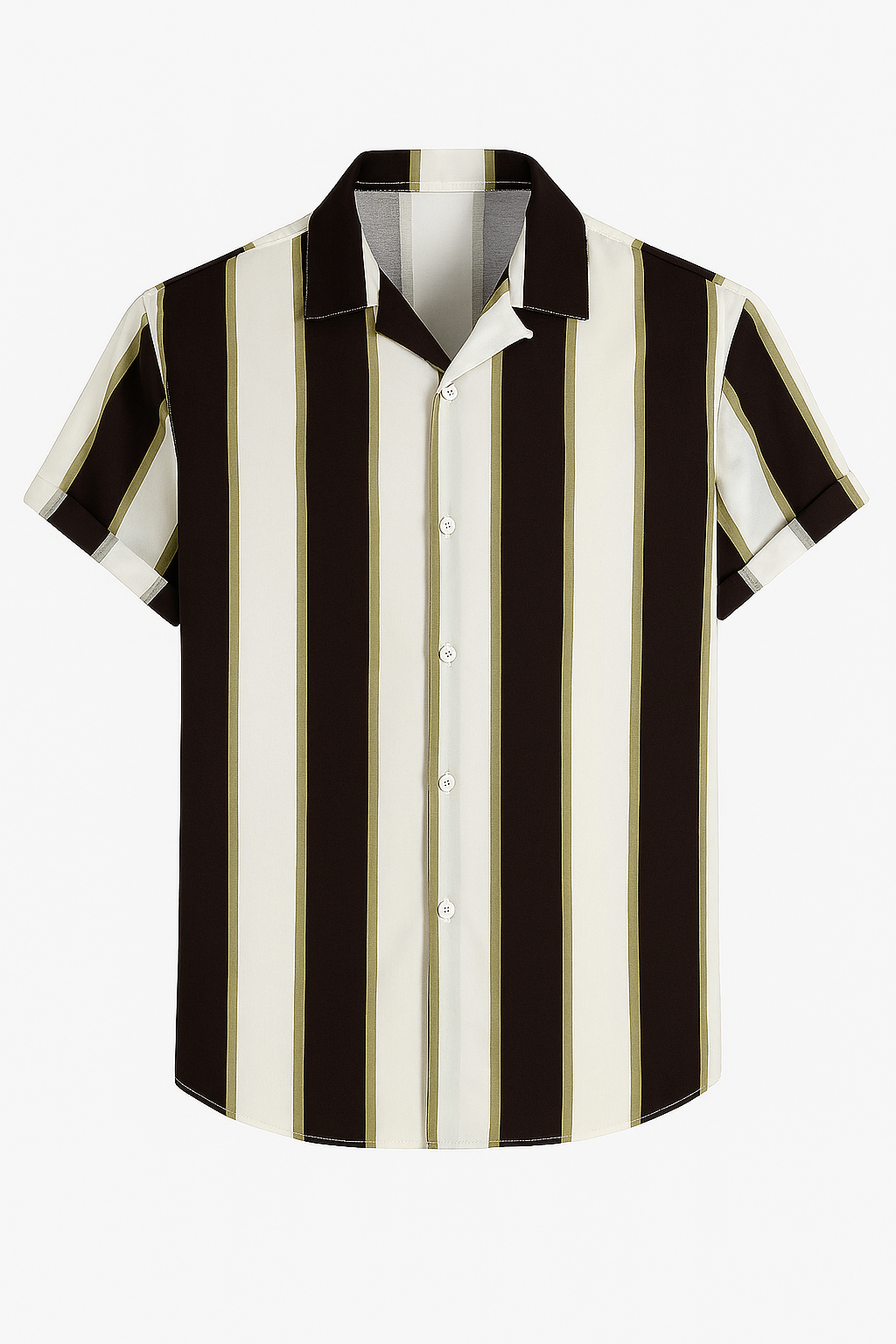 Monochrome Stripe Men's Shirt – Casual Short Sleeve Button-Up