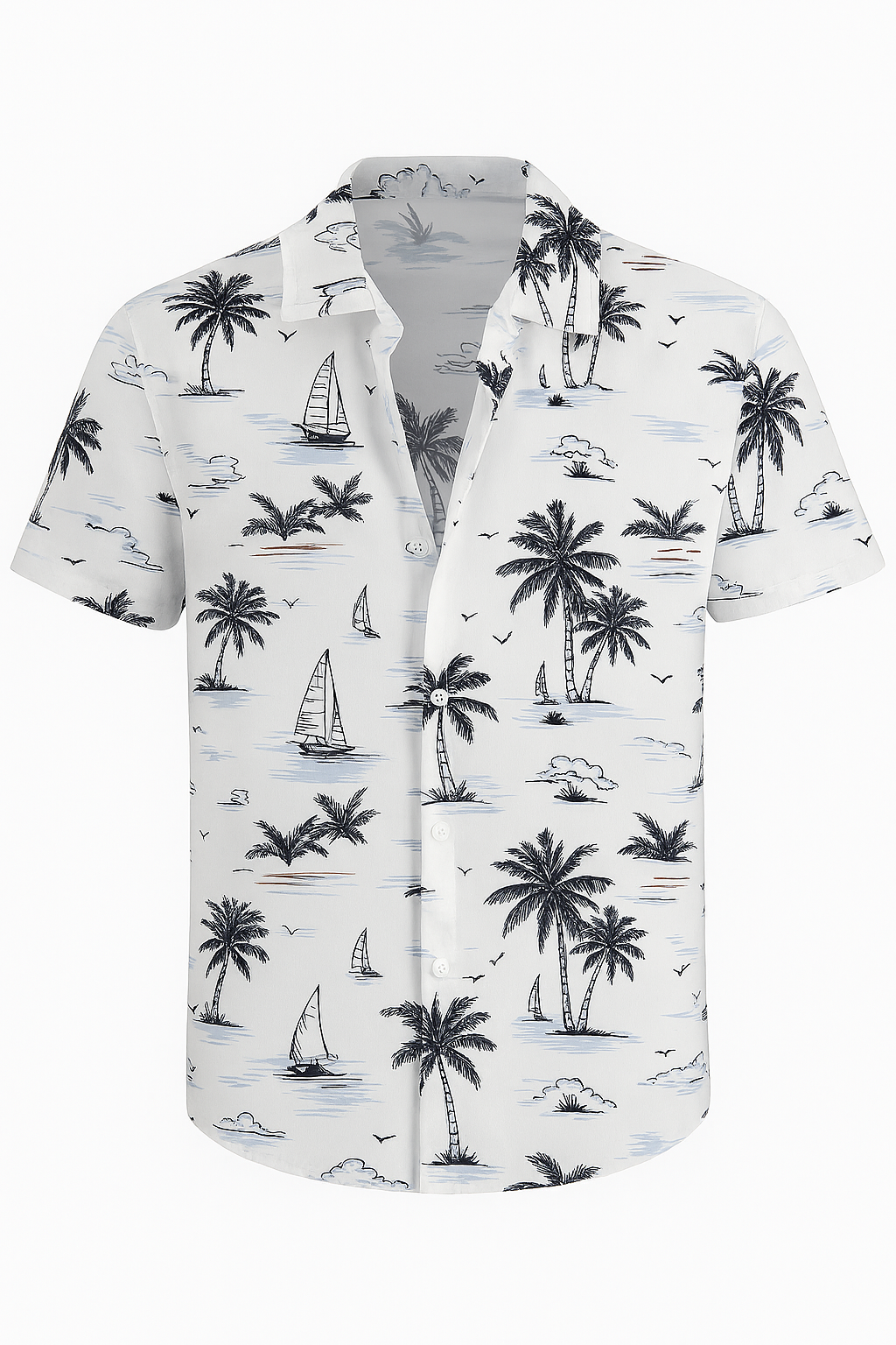 Tropical Paradise Shirt – Palm Tree & Sailboat Print | Casual Beachwear