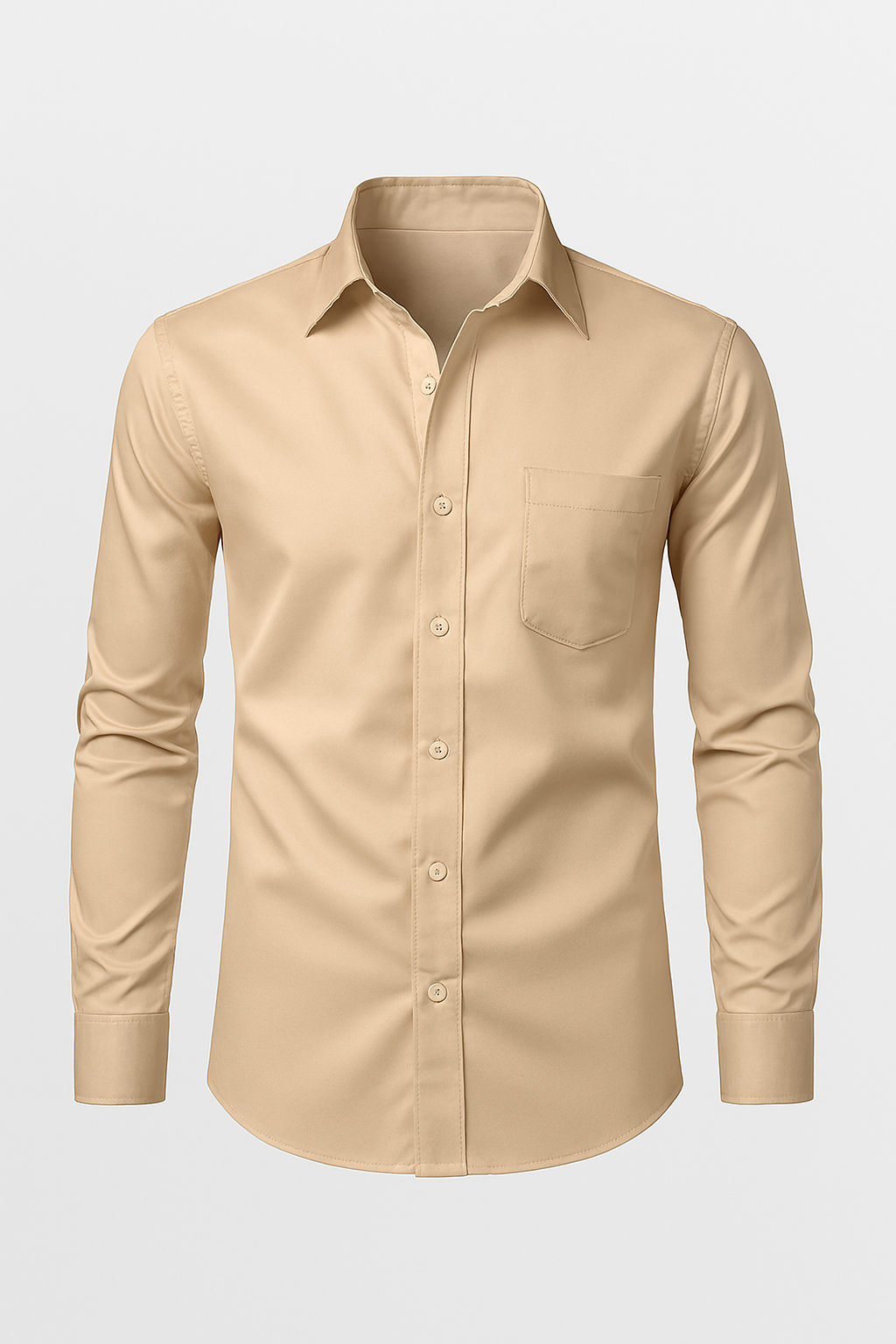 Classic Beige Cotton Shirt – Tailored Fit | Men's Casual & Formal Wear
