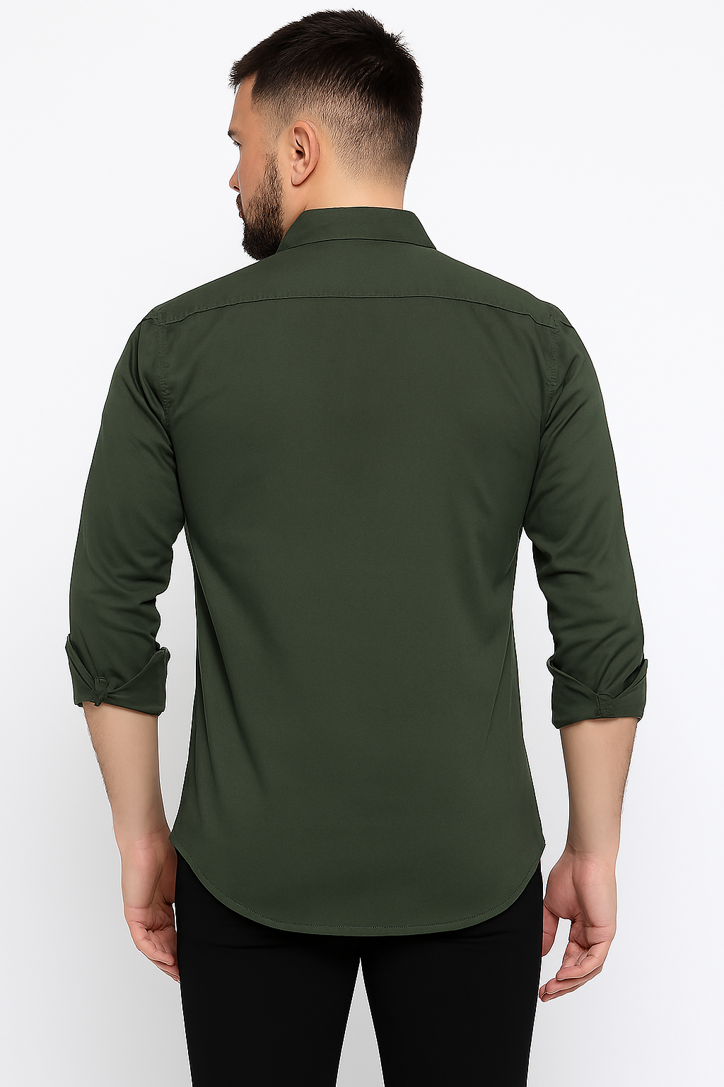 Olive Green Smart Casual Shirt – Modern Fit | Streetwear-Inspired Elegance