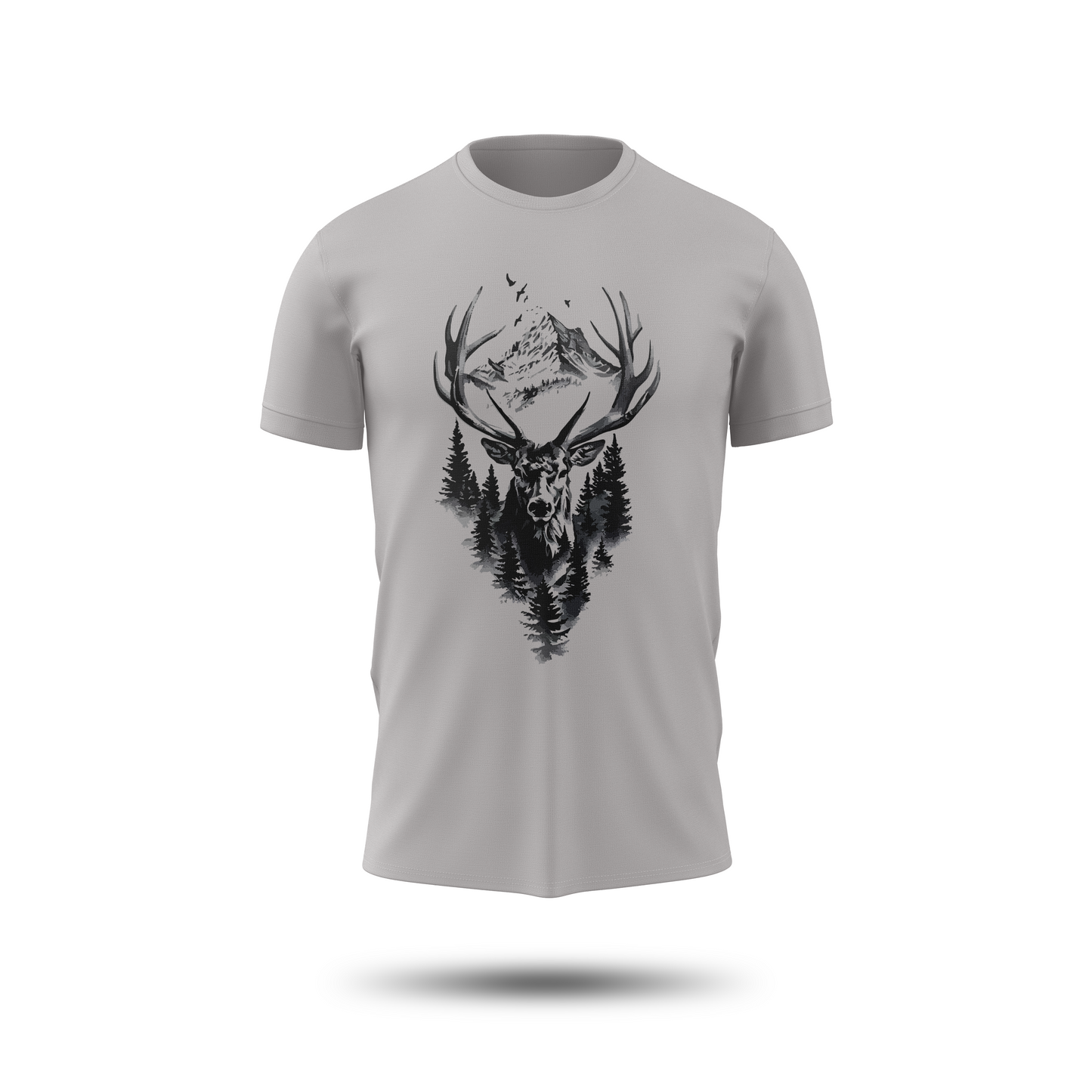 Wildlife Mountain Scene – Deer & Forest Graphic