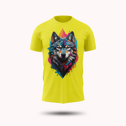 Color Splash Wolf – Vibrant Streetwear with Paint Splatter Design