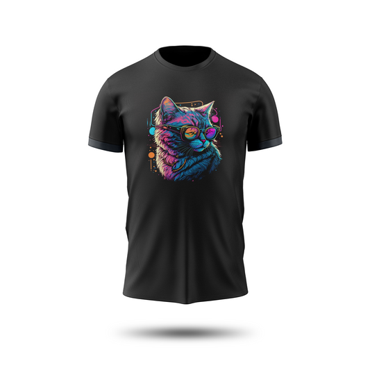 Cool Cat Neon Vibe Graphic T-Shirt – Unisex Streetwear Tee