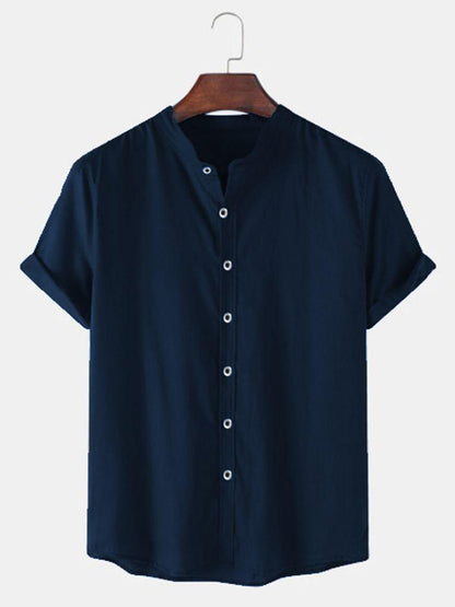 Mandarin Collar Shirt – Smart Casual Overseas Style