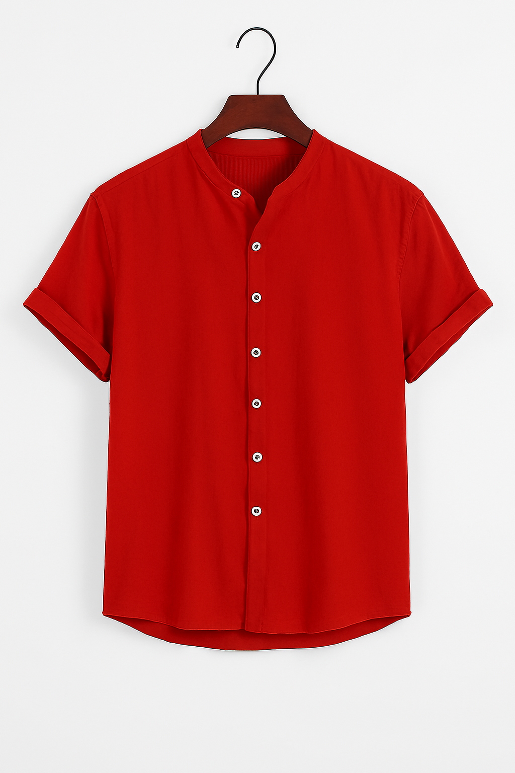 Red Mandarin Collar Shirt – Bold & Stylish Overseas Casual Wear