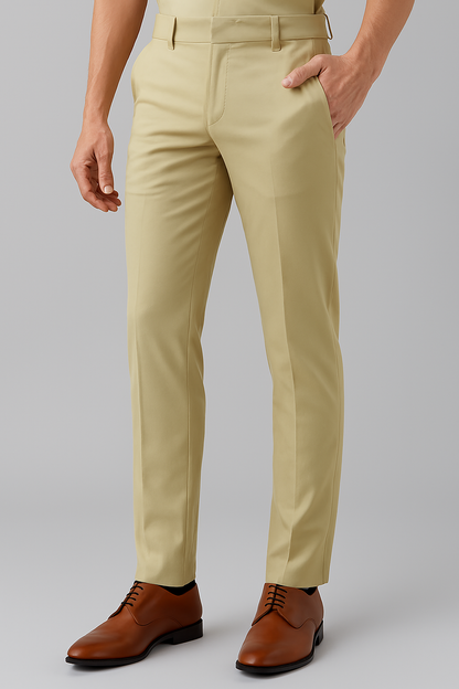 Men’s Slim Fit Beige Formal Trousers – Office & Occasion Wear Dress Pants