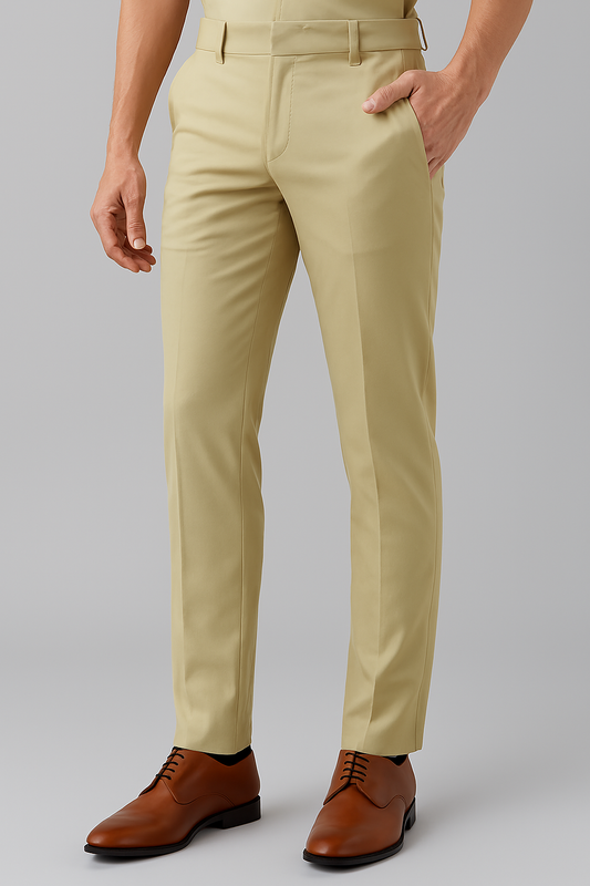 Men’s Slim Fit Beige Formal Trousers – Office & Occasion Wear Dress Pants