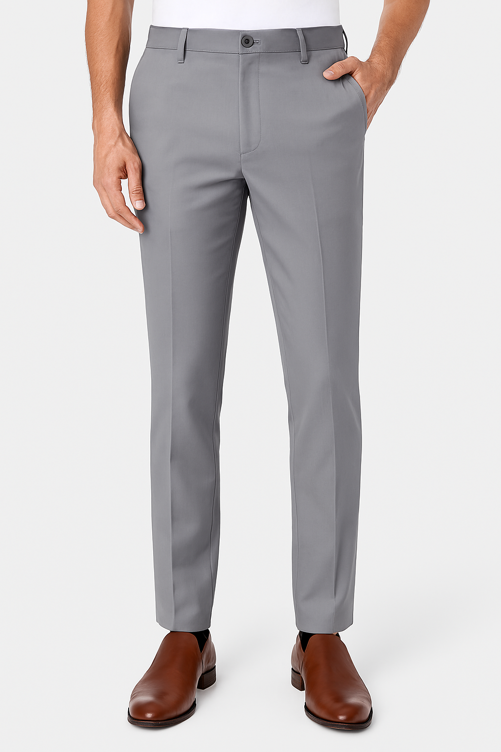 Light Grey Formal Pants – Slim Fit