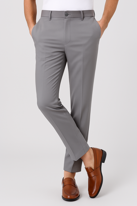 Light Grey Formal Pants – Slim Fit