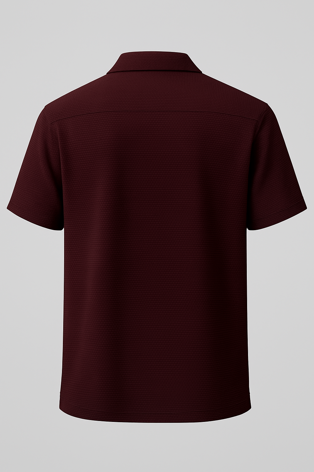 Textured Burgundy Cuban Collar Shirt – Waffle Knit Casual Summer Wear