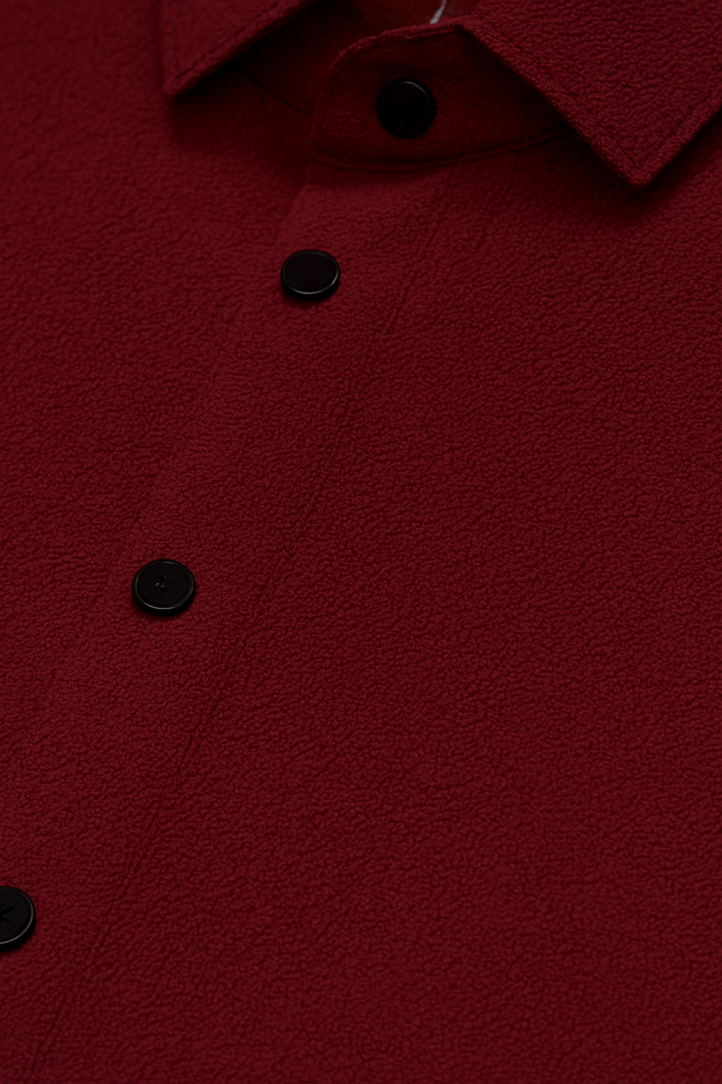 Burgundy Textured Button-Up Shirt – Casual Short Sleeve Waffle Knit for Summer & Everyday Wear