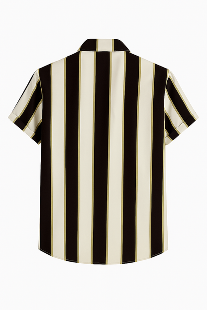 Monochrome Stripe Men's Shirt – Casual Short Sleeve Button-Up