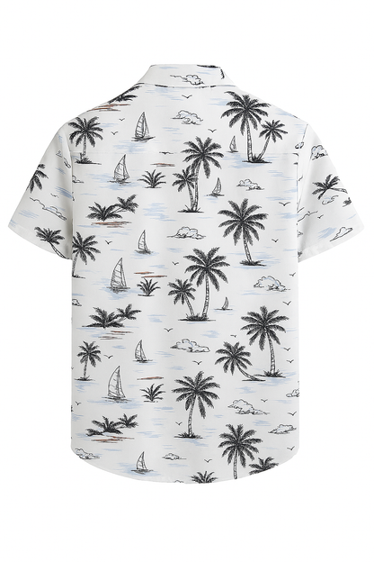 Tropical Paradise Shirt – Palm Tree & Sailboat Print | Casual Beachwear