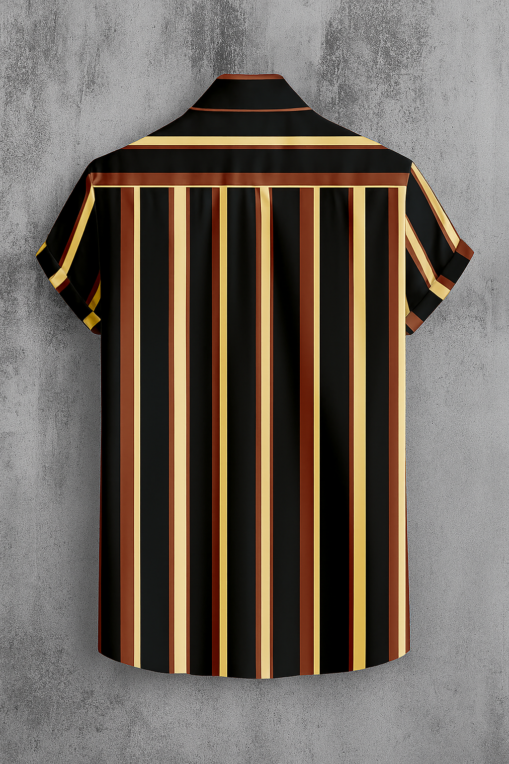 Bold Stripe Cuban Collar Shirt – Black, Brown & White | Casual Luxe Fit