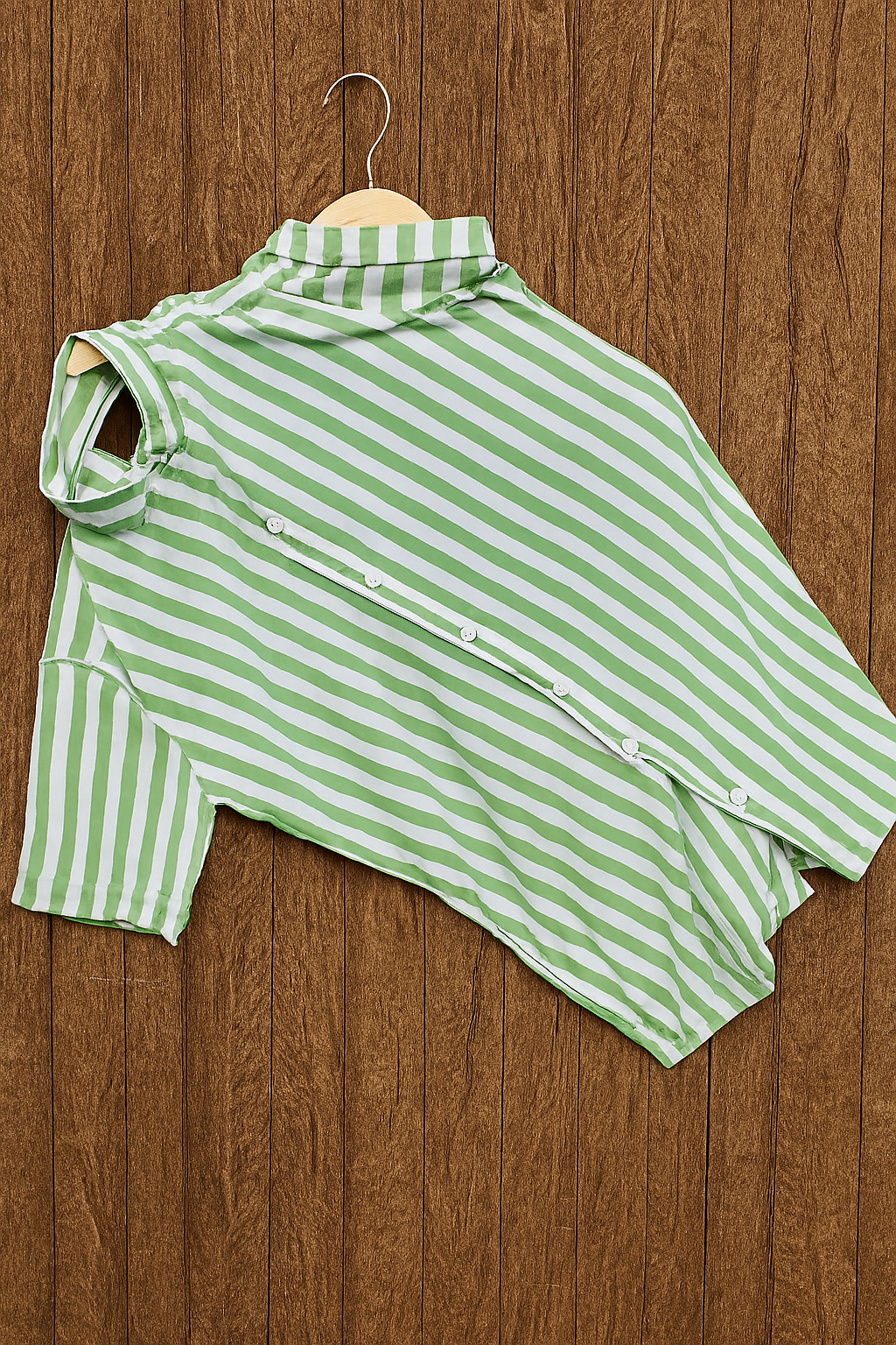 Mint Green & White Stripe Shirt – Cuban Collar | Casual Summer Essential