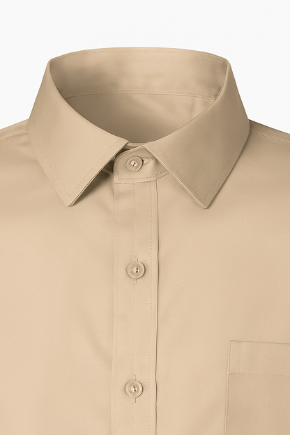 Classic Beige Cotton Shirt – Tailored Fit | Men's Casual & Formal Wear