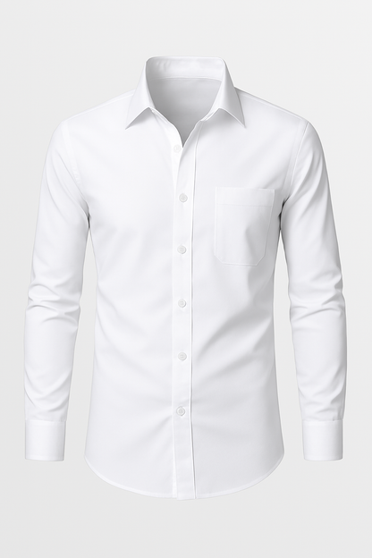 White Tailored Cotton Shirt – Men's Premium Fit | Versatile Formal & Casual Wear