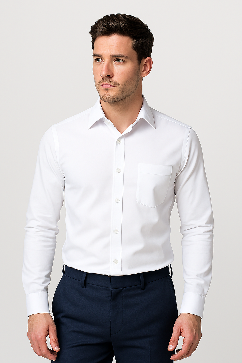 White Tailored Cotton Shirt – Men's Premium Fit | Versatile Formal & Casual Wear