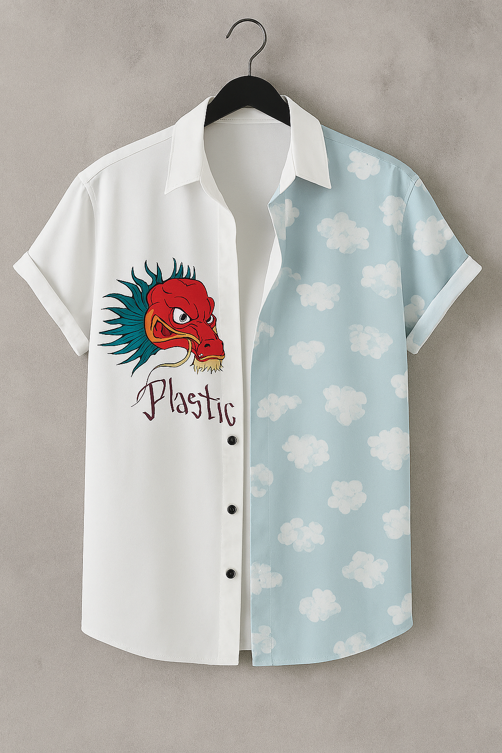 Printed Spread Collar Casual Shirt Statement Streetwear with Artistic Edge