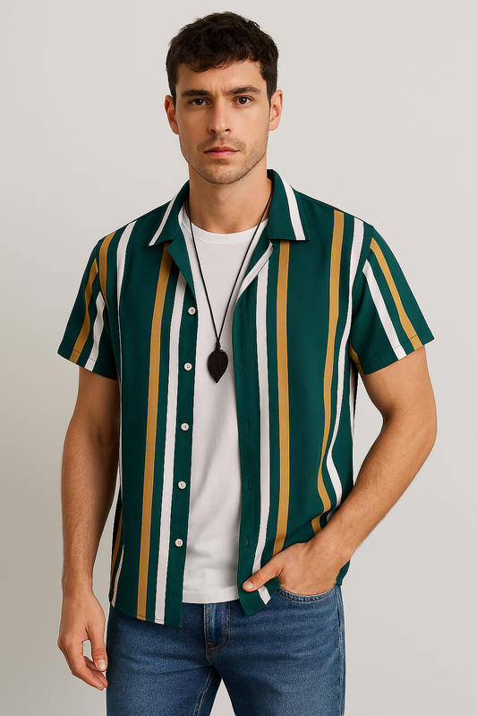 Retro Striped Button-Up Shirt – Casual Summer Streetwear