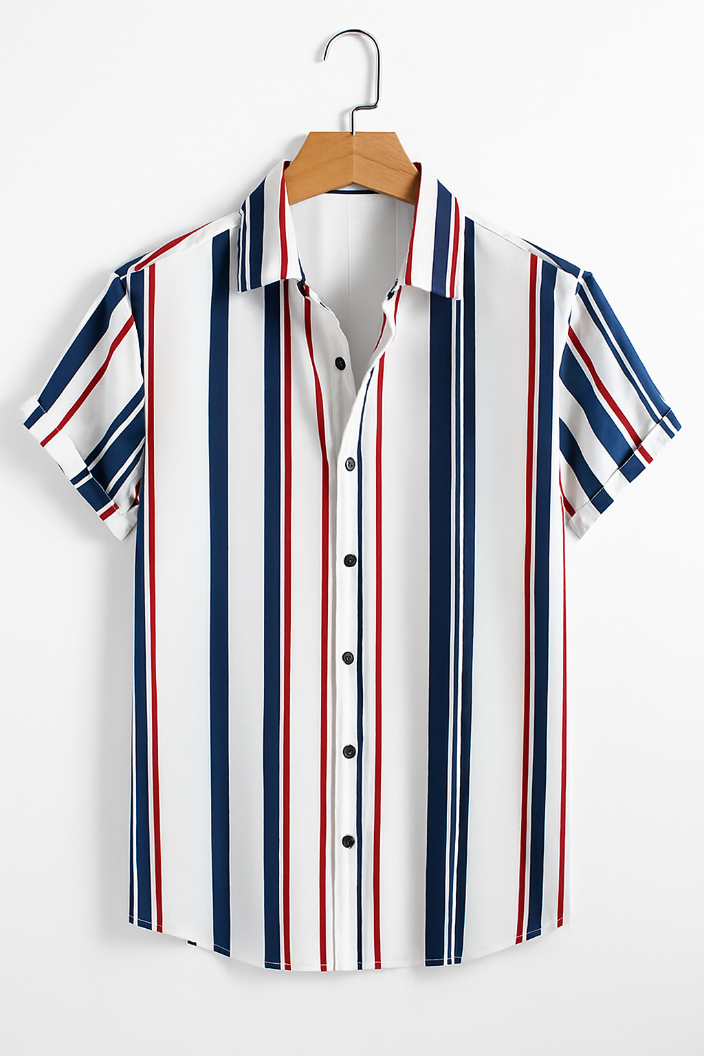 Vertical Striped Short Sleeve Shirt – Casual Summer Streetwear