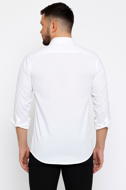 Classic White Streetwear Shirt – Slim Fit, Long Sleeve, Minimalist Design