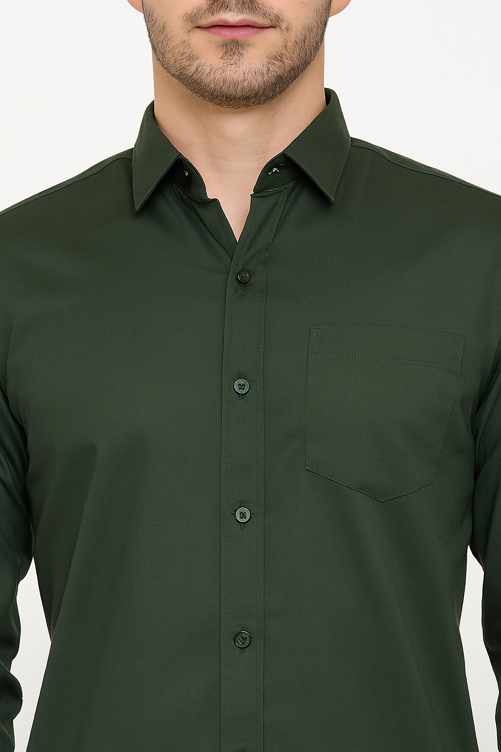 Olive Green Smart Casual Shirt – Modern Fit | Streetwear-Inspired Elegance