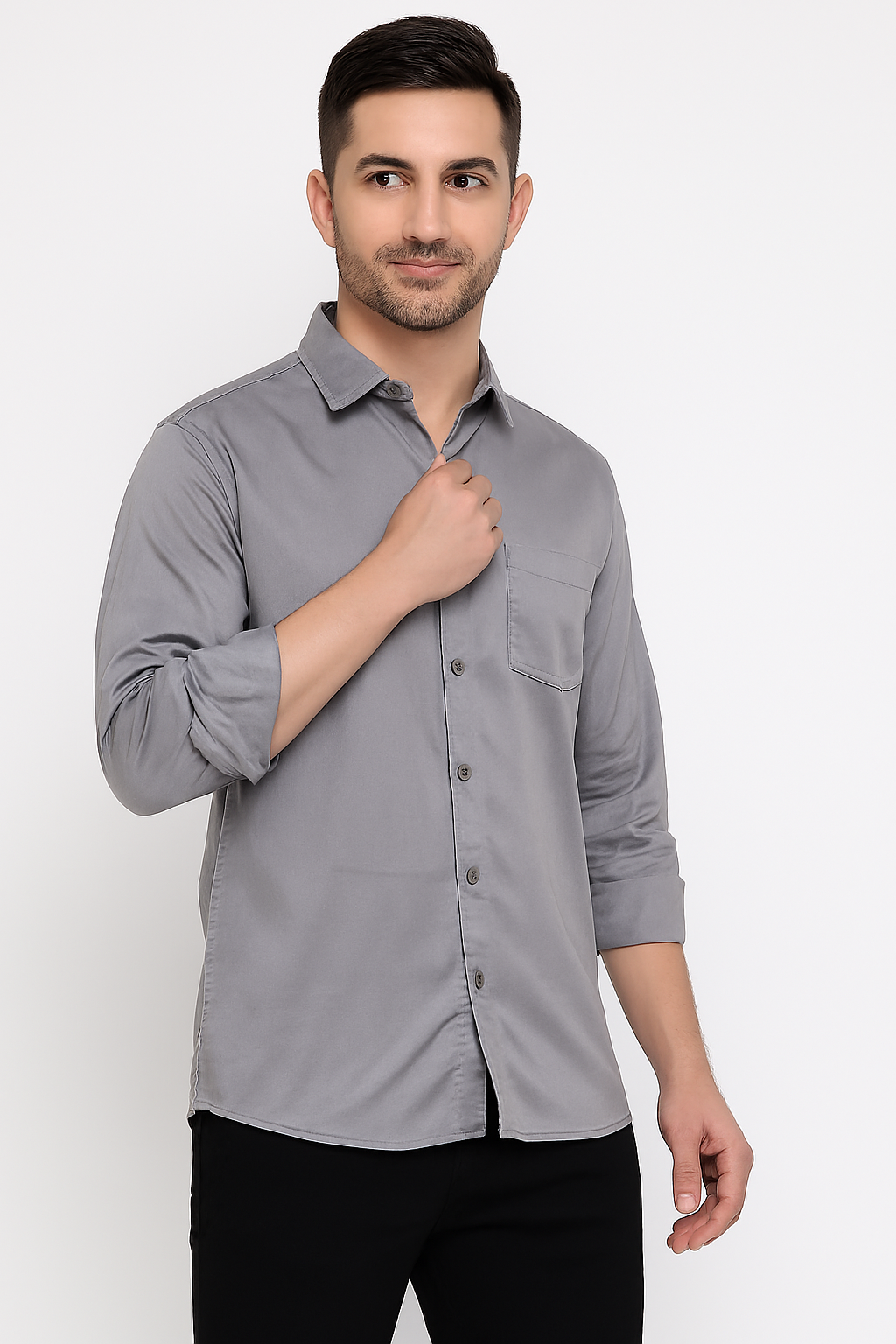 Urban Slate Premium Button-Down Shirt – Modern Fit | Men's Streetwear Essential