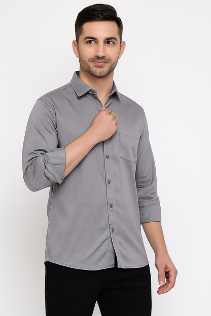 Urban Slate Premium Button-Down Shirt – Modern Fit | Men's Streetwear Essential