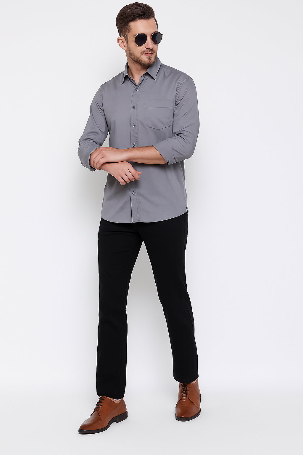 Urban Slate Premium Button-Down Shirt – Modern Fit | Men's Streetwear Essential