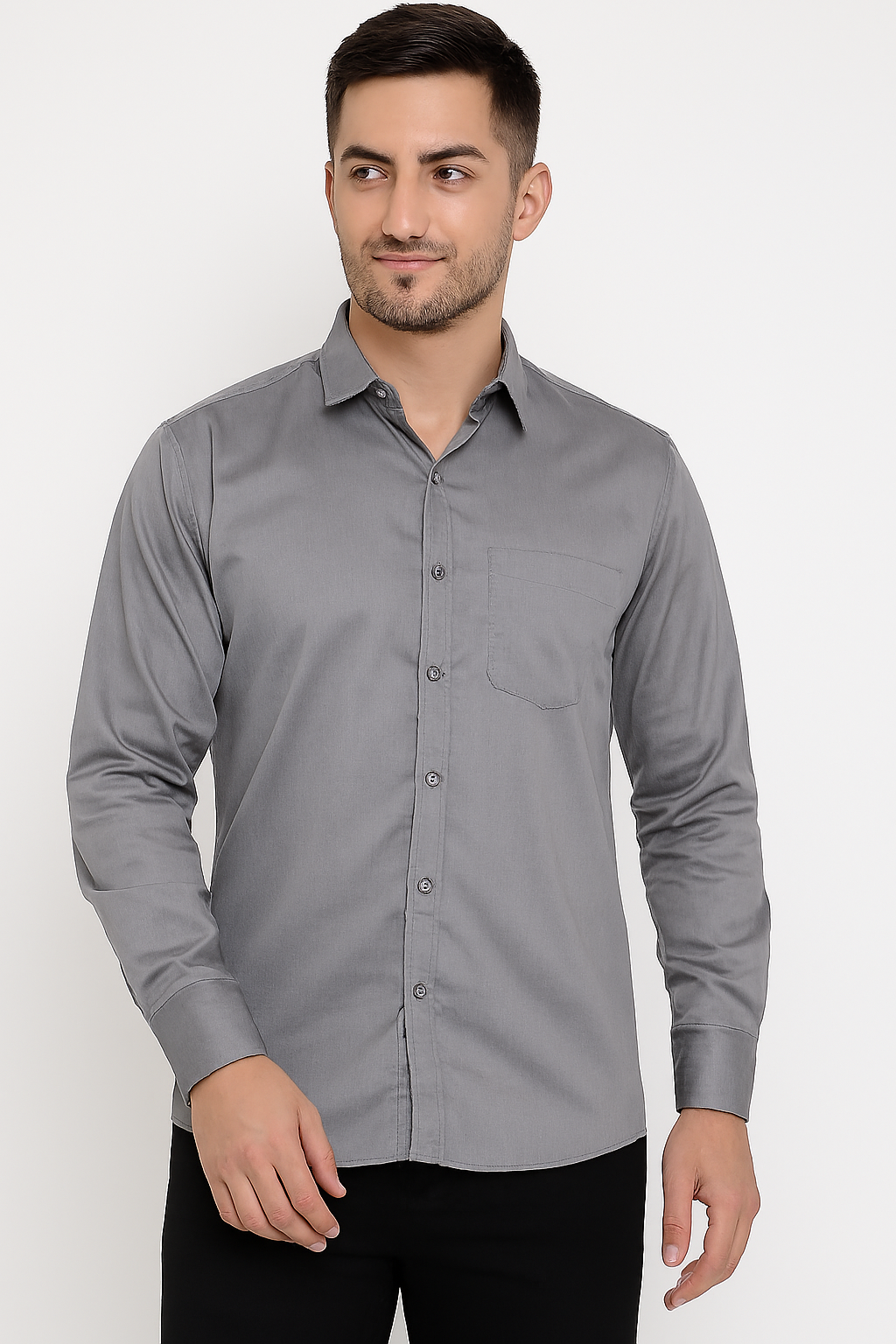 Urban Slate Premium Button-Down Shirt – Modern Fit | Men's Streetwear Essential