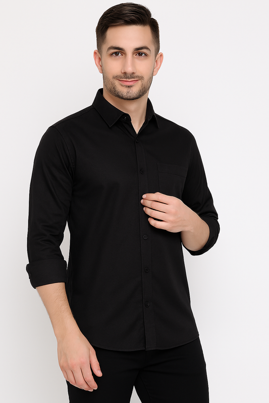 Premium Black Button-Up Shirt – Classic Fit | Streetwear Meets Sophistication
