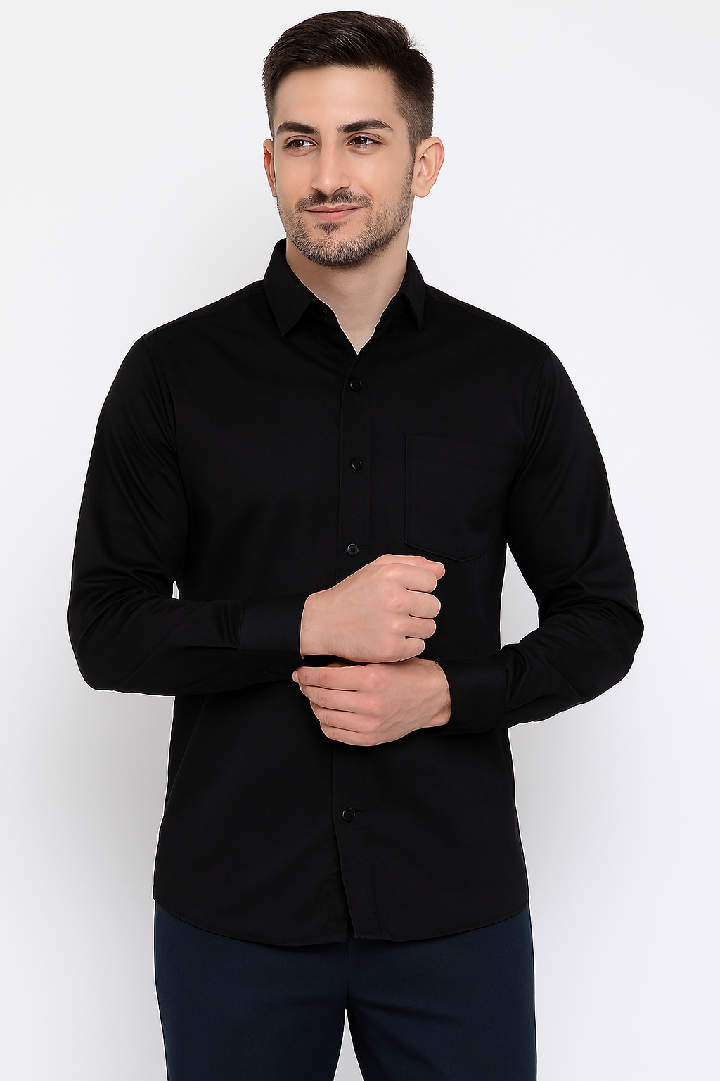 Premium Black Button-Up Shirt – Classic Fit | Streetwear Meets Sophistication
