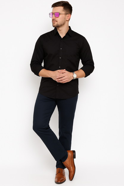 Premium Black Button-Up Shirt – Classic Fit | Streetwear Meets Sophistication
