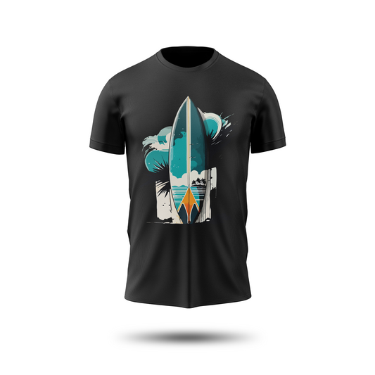 Tropical Surfboard Graphic T-Shirt – Beach Vibes Tee for Men & Women | Summer Streetwear