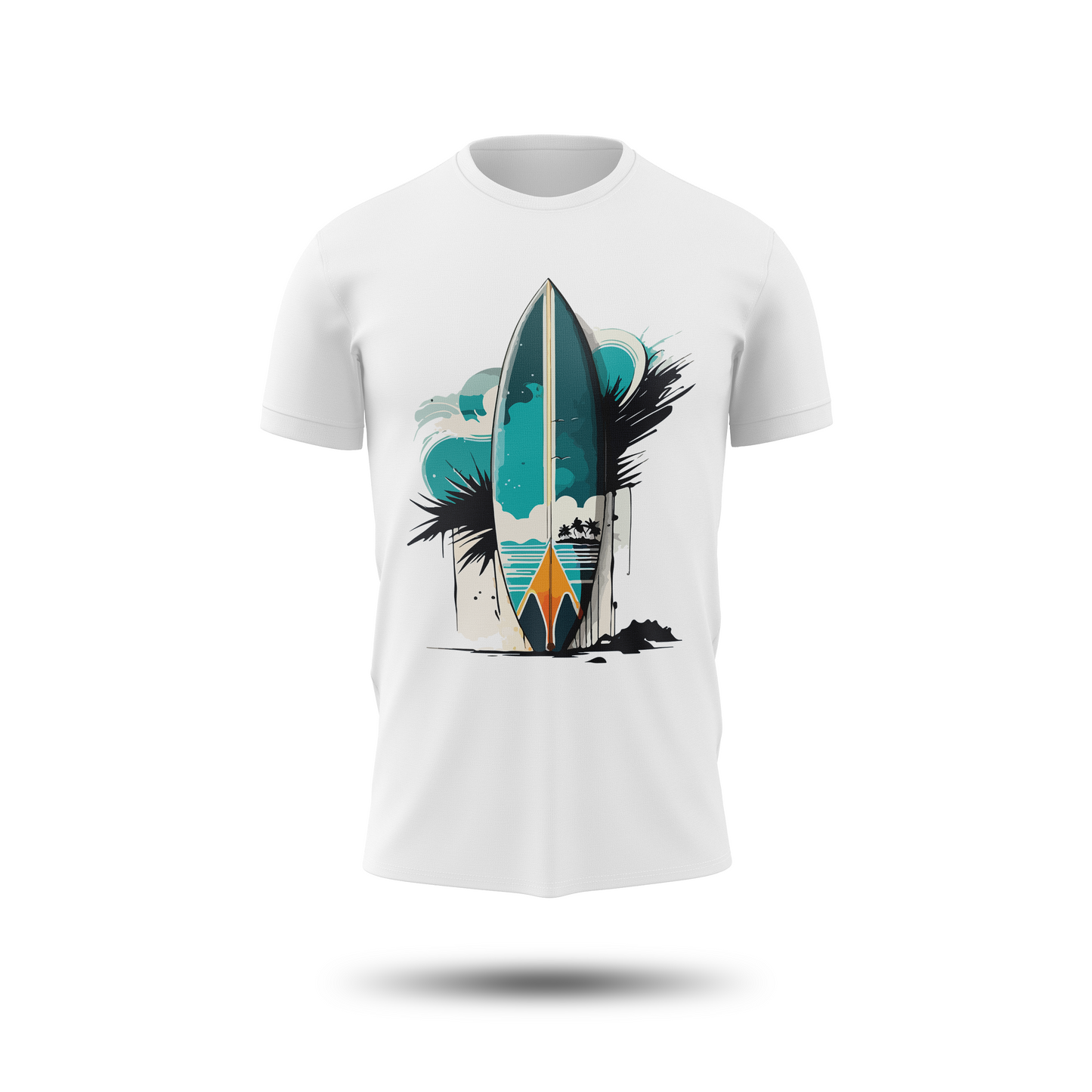 Tropical Surfboard Graphic T-Shirt – Beach Vibes Tee for Men & Women | Summer Streetwear