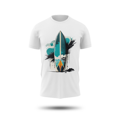 Tropical Surfboard Graphic T-Shirt – Beach Vibes Tee for Men & Women | Summer Streetwear