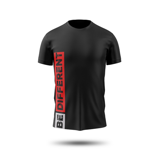 BE DIFFERENT Vertical Stripe Graphic T-Shirt – Bold Statement Tee for Men & Women