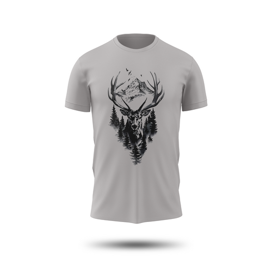 Wildlife Mountain Scene – Deer & Forest Graphic