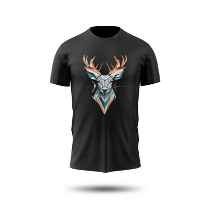 Geometric Deer Head Graphic T-Shirt – Abstract Animal Art Tee for Men & Women