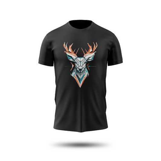Geometric Deer Head Graphic T-Shirt – Abstract Animal Art Tee for Men & Women