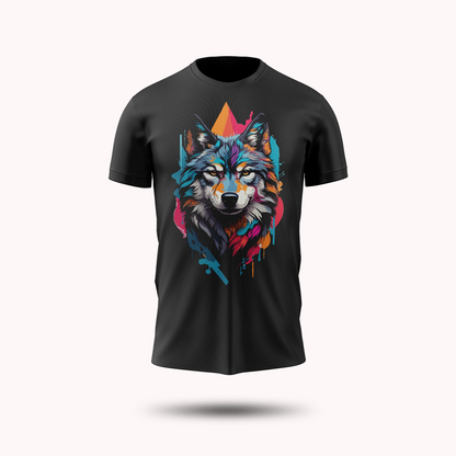 Color Splash Wolf – Vibrant Streetwear with Paint Splatter Design