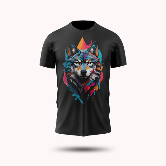 Color Splash Wolf – Vibrant Streetwear with Paint Splatter Design