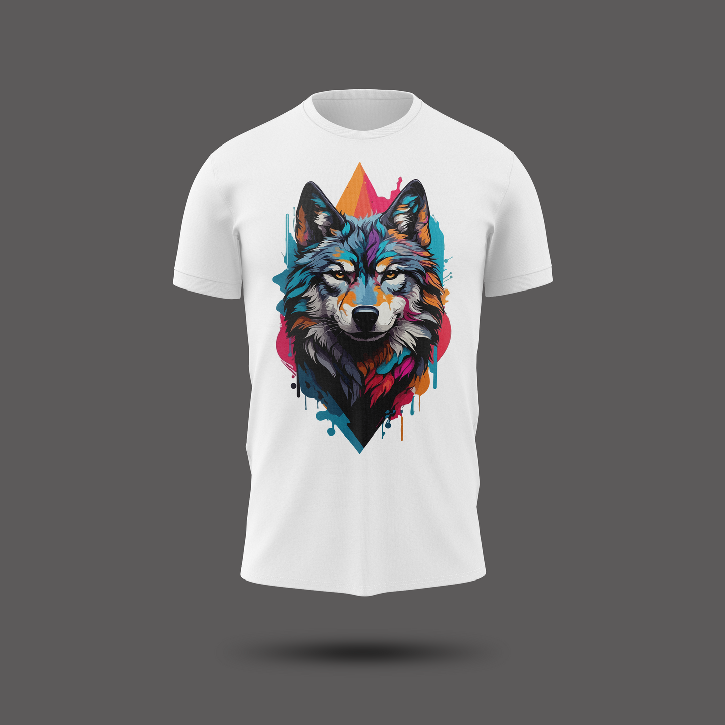 Color Splash Wolf – Vibrant Streetwear with Paint Splatter Design